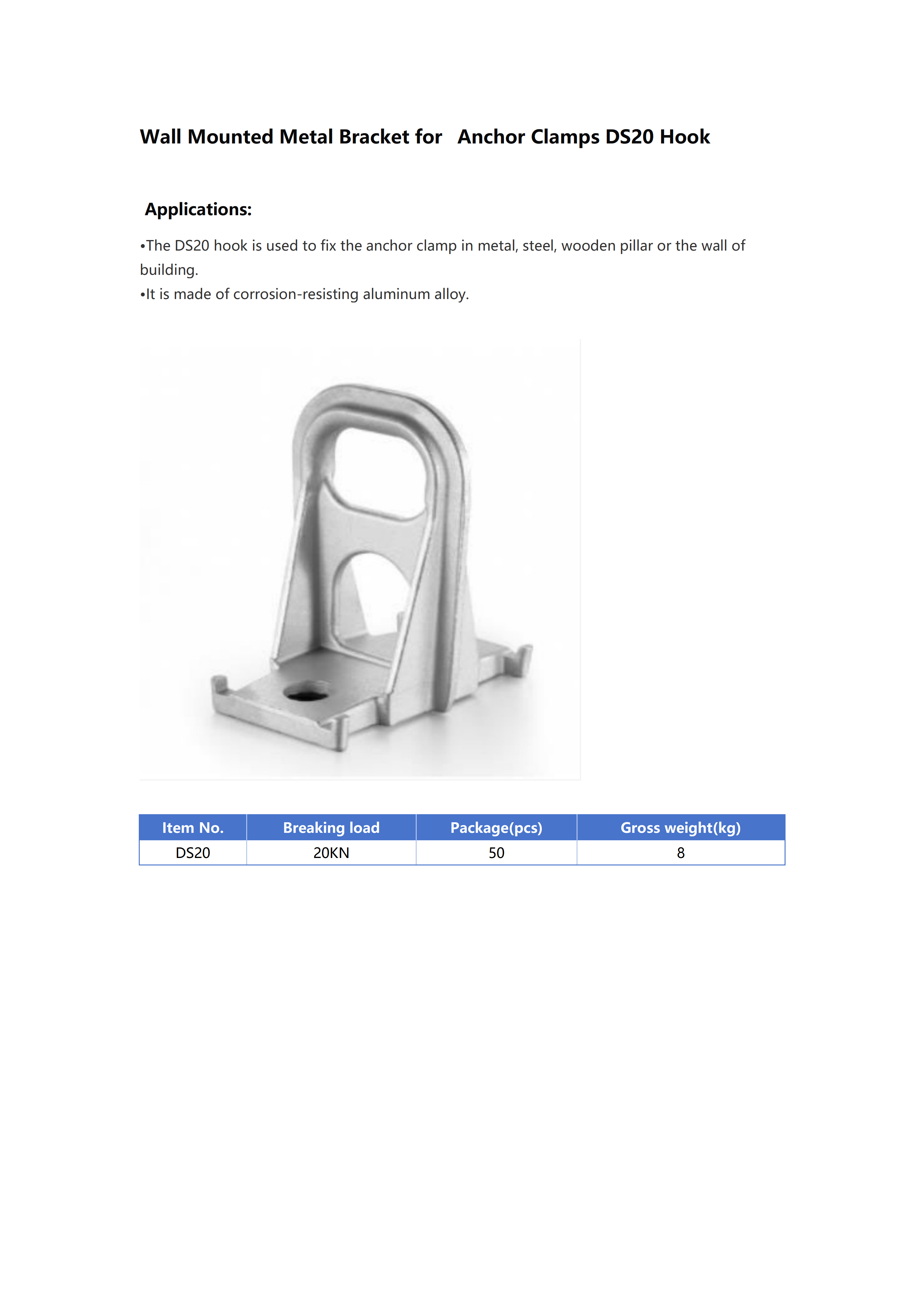 DS-20 Anchor Clamp Hook detail 1
